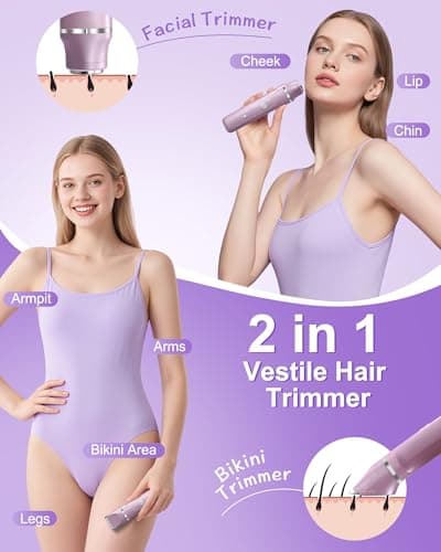Electric Razors for Women 2 in 1 Bikini Trimmer for Women Flawless for Facial Hair Removal, Body & Legs, Waterproof Cordless Razors for Women with USB Charging Base, Perfect Self-Care Gift for Her - Thumbnail 2