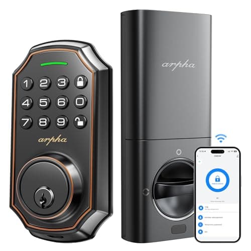 Arpha Keyless Entry Door Lock, WiFi Smart Keypad Front Door Deadbolt, Supports Amazon Alexa Voice Control, Google Assistant, Online App Control, Anti-Peeping Password, One-Time Code, Auto Lock - Image 1