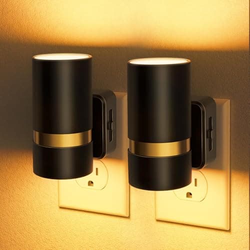 JandCase Night Lights Plug into Wall, Automatic Night Light with Dusk to Dawn, 2 Pack 0-100LM Dimmable Plug in LED Nightlight Amber for Bedroom, Hallway, Stairs