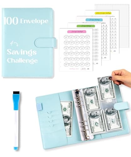 Flying Eagle 100 Envelopes Money‑Saving Challenge, Budget Binder, Blue - Image 1
