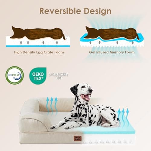 EHEYCIGA Orthopedic Dog Bed for Medium Dogs, Waterproof Memory Foam Medium Dog Beds with Sides, Non-Slip Bottom and Egg-Crate Foam Pet Couch Bed with Washable Removable Cover, Beige - Thumbnail 3