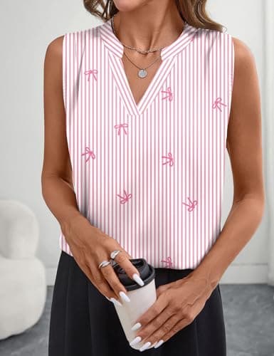 Rapbin Womens Spring Tops Silk Tank Tops for Women Business Satin Shirts for Women Womens Travel Outfits Trendy Clothes S - Thumbnail 2