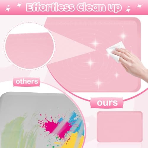 Large Silicone Mat for Crafts, 24"X19.7" Art Mat with Raised Edges for Clay, Resin, Slime, Jewelry-Making Table Protection Heat-Resistant Paint Mats, pink - Thumbnail 3