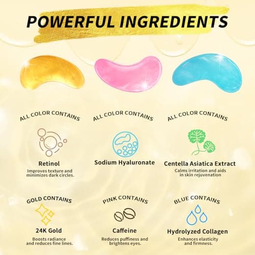 Under Eye Patches(36 Pairs), Valentines Day Gifts for Women, 24K Gold, Caffeine, Retinol Eye Masks for Puffy Eyes, Wrinkles, Dark Circles - Restoring & Awakening & Moisturizer - Thumbnail 2