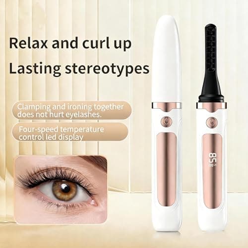KiiNii Heated Eyelash Curler, Electric Eyelash Curler with 4 Temperature Settings, LED Display, 5S Fast Heating, Type-C Rechargeable Lash Curler, Long-Lasting Curl Styling Tool for Women - White - Thumbnail 2