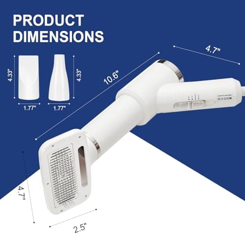 Portable Dog Hair Dryer with Brush – 300W, 3 Heat Settings, Professional, Overheat Protection for Small Medium Pets - Thumbnail 5