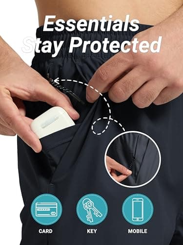 Arcweg Mens Swim Trunks 7 inch Quick Dry Bathing Suits Casual Swimwear for Men with Mesh Liner & Zipper Pocket Navy Blue - Thumbnail 5