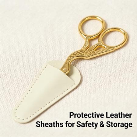 2PCS Sewing Scissors Gold Vintage Stork Embroidery Scissors, Stainless Steel Sharp Bird Shears - Ideal for Handicraft DIY Needlework Cross Stitch Daily Use Travel Sewing Shears（with 2 Covers） - Thumbnail 4
