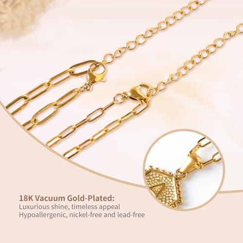PNNY AMDA Initial Necklace for Women: 18K Gold Plated Paperclip Chain Layering Letter Name Pendant – Layered Necklace Trendy Jewelry Gifts (K) XL-SLTZM-K - Thumbnail 3