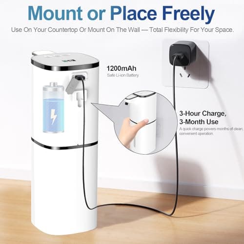 Automatic Liquid Soap Dispenser, 9 Adjustable Levels, 380ml/12.8oz, Touchless Hand Soap or Dish Soap Dispenser,IR Sensor & Display,Wall-Mount or Tabletop Use for Bathroom Kitchen - Thumbnail 6