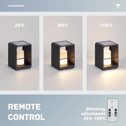 PAKEDANDUN Solar Lanterns Outdoor Waterproof IP65, LED Outdoor Floor Lamp, Solar Table Lamp with Remote Control, Smart Dusk to Dawn Modern Floor Lamps for Table Patio Porch Gardern Yard Deck E26 Bulb - Thumbnail 6