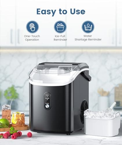 COWSAR Nugget Ice Makers Countertop, Pebble Ice Maker Machine with Soft Chewable Ice, 34Lbs/24H, Self-Cleaning, One-Click Operation, Pellet Ice Maker Countertop for Home/Kitchen/RV/Camping - Thumbnail 4