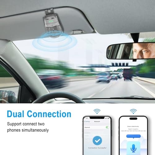 Sunitec Hands-Free Bluetooth Speaker for Car: Handsfree Wireless Speaker Kit for Cell Phone in Car - Support Auto Power On Siri Google Voice Assistant with Mic Compatible with Samsung Android iPhone - Thumbnail 5