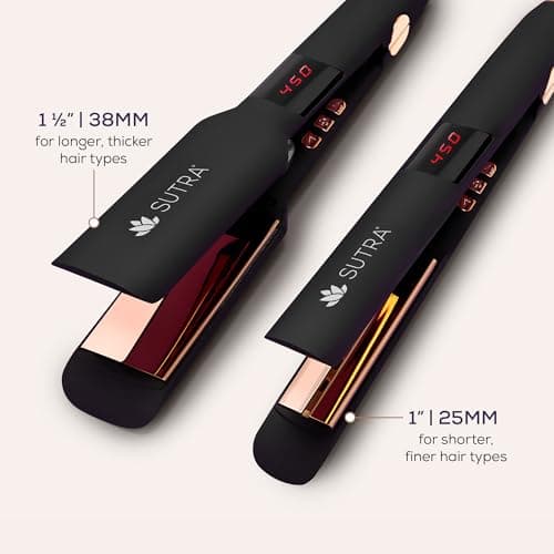 Sutra Professional IR2 Flat Iron, 1" - Ionic Infrared Hair Straightener with Adjustable Temperature, Auto Shut-Off & Swivel Cord - Straight Iron for Straightening Hair - Rose Gold Titanium Plate - Thumbnail 3