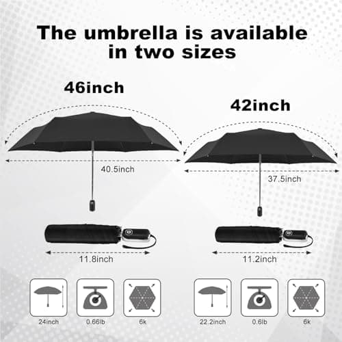Lejorain Mini Automatic Umbrella for Travel - Flat Compact Folding Umbrella Lightweight Portable Umbrellas for Rain Paraguas - Thumbnail 3