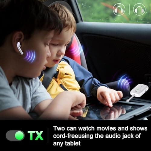Premium Airplane Bluetooth 5.4 Transmitter Adapter, for 2 AirPods/Headphones,2 in 1 Transmitter Receiver with aptX Low Latency,Wireless Adapter for Flight,TV,Gym,Tablets Car Stereo - Thumbnail 4
