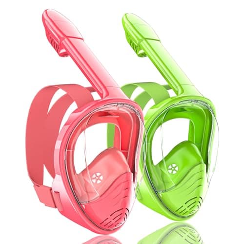 QingSong Kids Snorkel Mask Full Face, Snorkeling Set with Camera Mount, 180 Degree Panoramic View Snorkeling Gear Anti-Fog Anti-Leak - Image 1
