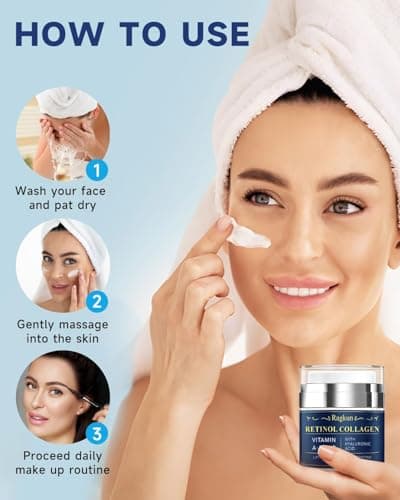 Retinol Cream for Face, Collagen Neck Creams for Tightening and Firming, Anti Aging Day & Night Facial Moisturizer for Women & Men, Instant Face Lift Wrinkle Cream 1.7 fl. oz with Forehead Patches - Thumbnail 4