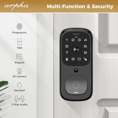 WiFi Smart Door Lock, 5-in-1 Fingerprint Keyless Entry Door Lock, Two-Way Audio, Dual Motion Sensors, App Remote Control, Keypad Code, IP65 Waterproof - Thumbnail 5