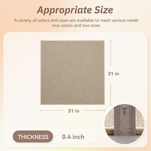 PADOOR Stair-Treads Landing Mat Non Slip Indoor, Square Stair-Runners for Wooden Steps Rubber Backing, Reusable Carpet Stair Treads, Durable Stair-Carpet Treads for Kids and Dogs 31"x31" Beige - Thumbnail 6