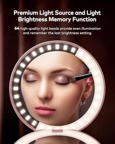 llano Compact Mirror, Lighted Travel Makeup Mirror with 1X/2X Magnifying Double Sided Dimmable Portable Pocket Mirror for Handbag and Pocket,Foldable Compact Mirror 3.6"L x 0.8"W, USB Charging (Pink) - Thumbnail 4