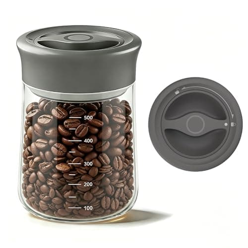 NUZEAK Airtight Coffee Bean Storage Container with Silicone Ring, Twist Seal Glass Storage Jars with lids, 500ml/17oz Wide Mouth Food Jars & Canisters for Coffee Grounds, Creamer, Candy, Flour Sugar - Image 1