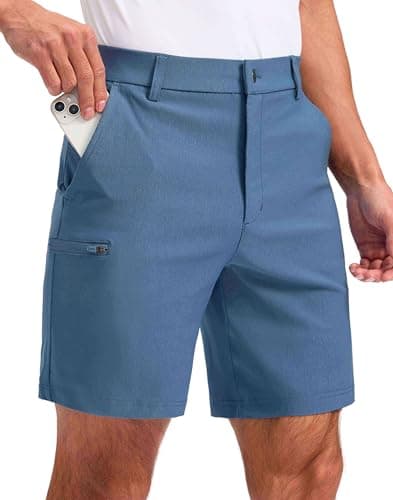 Pudolla Men's Casual Shorts 7/9 Inch Golf Shorts Stretch Dress Work Shorts for Men with 4 Pockets Quick Dry Lightweight(Slate Blue 38) - Image 1