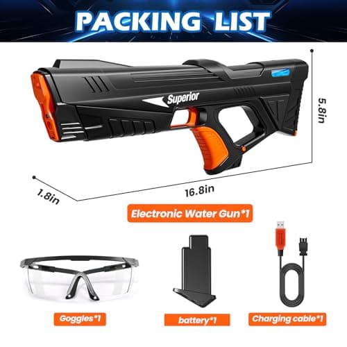 Skirfy Electric Water Gun Toys,Auto Suction Water Guns for Adults&Kids,Squirt Guns Battery Powered Automatic Water Blasts,Pool Beach Outdoor Party Toys for Kids（Black） - Thumbnail 3