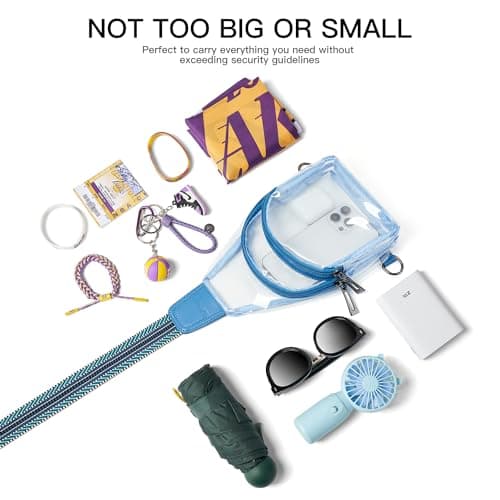 LATMAP Clear bags Stadium Approved Crossbody Fanny Pack Sling Bag Backpack Purses for Women Men for stadium events Unisex Blue - Thumbnail 3