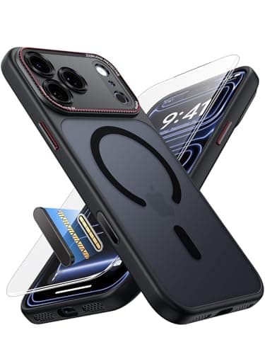 JUESHITUO Magnetic for iPhone 17 Pro Max Case: Upgraded [Full Camera Protection], with [1X Screen Protector] [Camera Button], 6.9" Case for iPhone 17 Pro Max, Black - Image 1