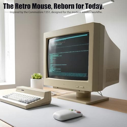 Jiieuilk Retro Mouse 2.4G & Bluetooth Mouses Connectivity, Lightweight Rechargeable Wireless Mouse 100h Battery Life with USB Receiver, PC/Mac - White - Thumbnail 2