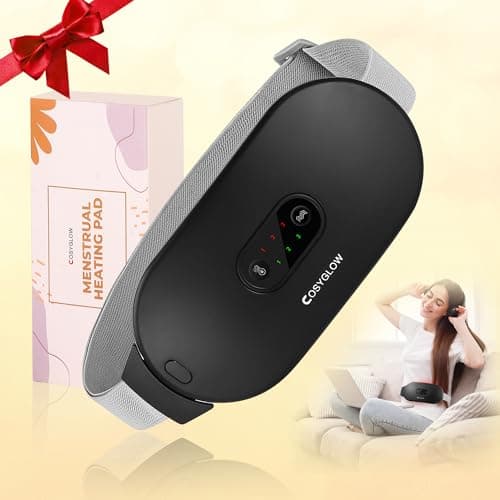 Portable Cordless Heating Pad Cramps: 6 Heat Levels and 6 Massage Modes,3S Fast Heating,Period Menstrual Electric Heating Pad,Gifts for Women 961S-Black - Image 1