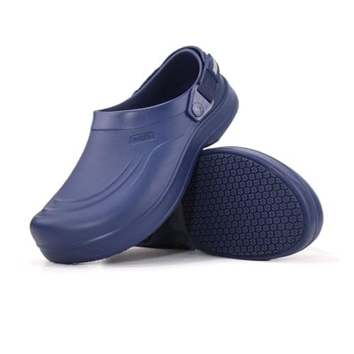 Jacata Mens Slip Resistant Chef Shoes Non Slip Kitchen Work Clogs with Arch Support Oil Water Resistant for Food Service Nursing Gardening Crews Health Care Restaurant Footwear （Blue 7） - Image 1