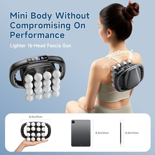 Upgraded Mini 16-Head Massage Gun, Electric Deep Tissue Massage, 3 Modes, 30 Levels Of Speed, Used To Relieve Pain In Neck, Back, And Leg Muscles, Lightweight And Portable, Suitable For Small Figures - Thumbnail 4