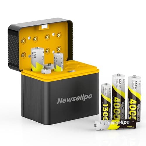 Newsellpo Rechargeable AA AAA Batteries Lithium with Charger, 4 AA 4000mWh and 4 AAA 1300mWh Li-ion Batteries Combo Pack, 1.5V Double A Triple A Li-ion Blink Batteries 3H Fast Charging 2000+ Cycles