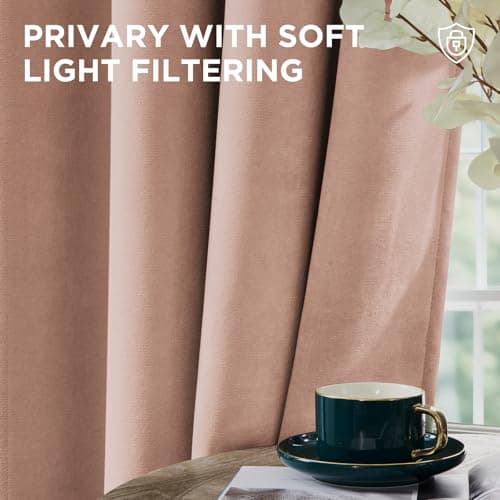 Joydeco Candy Pink Velvet Curtains 96 Inches 2 Panels, Luxury Thermal Insulated Soft Pink Curtains for Bedroom & Living Room, Room Darkening Velvet Drapes, Rod Pocket (52W x 96L) - Thumbnail 6