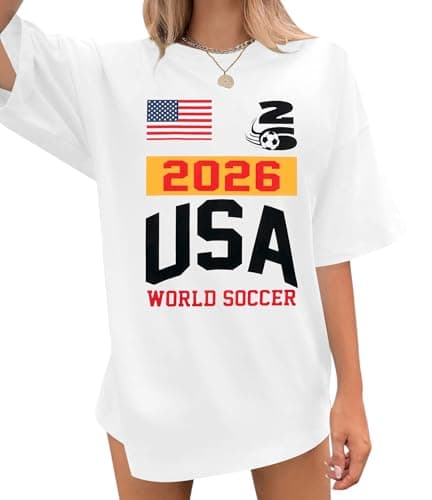 Soccer Cup 2026 Shirt Women USA Football Soccer Jersey Game Day Ball Game T-Shirt Casual Host Sports Short Sleeve Tops White - Image 1