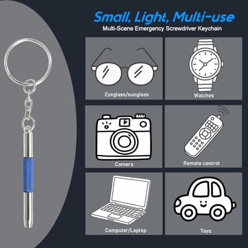 Eyeglass Keychain Screwdriver Repair Kit,MINGFIX 3 in 1 Eye Glasses Tightening Tools Set with Small Phillips,Flathead,Nut Driver Bit for Sunglasses,Eyeglasses and Others - Thumbnail 5