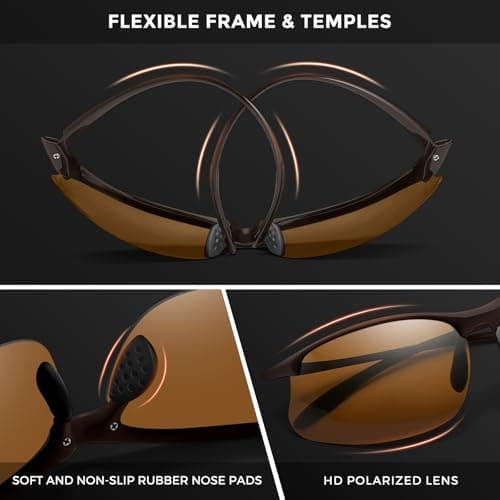 SUNGAIT Ultra-light Sports Sunglasses Rimless Polarized Sun Glasses for Men Fishing Running Cycling Driving UV400 Protection - Thumbnail 3