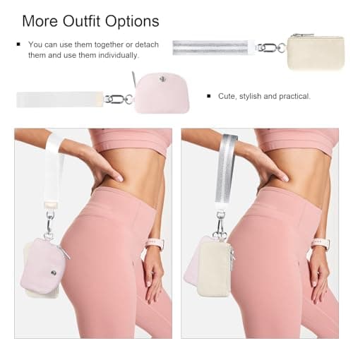 Mini Zip Around Dual Pouch Wristlet With 2 Straps Wristlet Keychain Wallet for Women Coin Purse Small Cute for Teen Girl - Thumbnail 4