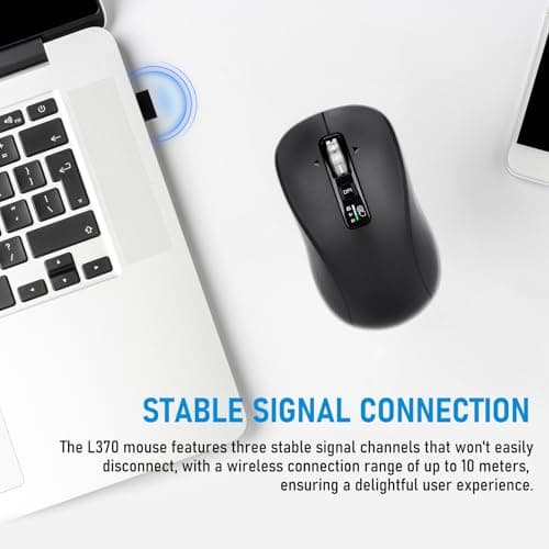Wireless Bluetooth Mouse, 3-Device Multi-Mode (USB + 2 Bluetooth), 4-Way Metal Scroll Wheel, Adjustable DPI, Silent Click, Long Battery Life, Ergonomic Mouse for Laptop, PC, Mac, iPad (Dark Black, 7) - Thumbnail 3