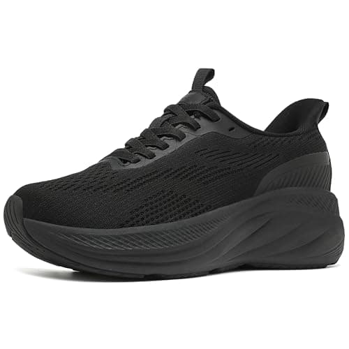 Wondamo Women's Slip On Walking Shoes Cushioning Breathable Tennis Running Shoes Non-Slip Comfortable Gym Workout Athletic Fashion Sneakers, Black, 7 US Women - Image 1