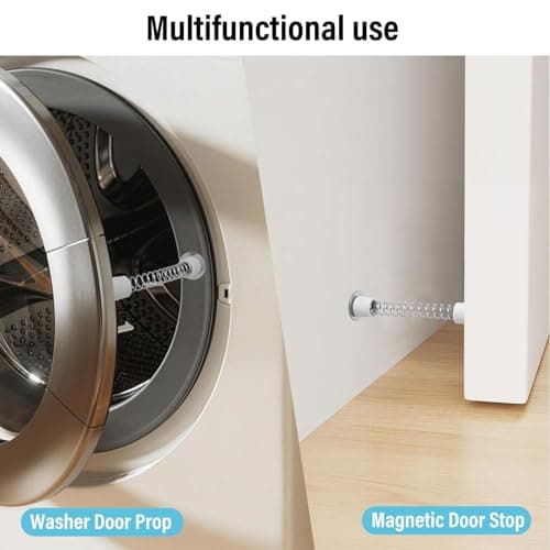 Front Load Washer Door Prop, 2 Pack Magnetic Washer Door Prop Door Holder with Flexible Spring & Adhesive Metal Discs, Removable Washer Door Stopper Keep Washing Machine Door Open to Prevent Odors - Thumbnail 4