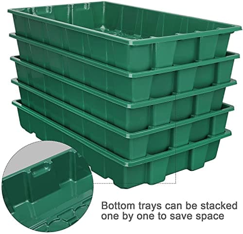 MIXC Seedling Trays Seed Starter Tray, 5-Pack Mini Propagator Plant Greenhouse Grow Kit with Humidity Vented Domes and Base for Seeds' Starting (40 Cells Per Tray, Total 200 Cells), Green - Thumbnail 4
