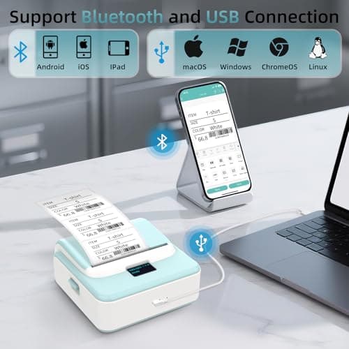 ORGSTA Label Maker with Tape, T003 Thermal Label Maker, 3.15 Inch Bluetooth Label Printer Compatible with Phone & PC, Sticker Printer Barcode Thermal Maker - Blue - Thumbnail 3
