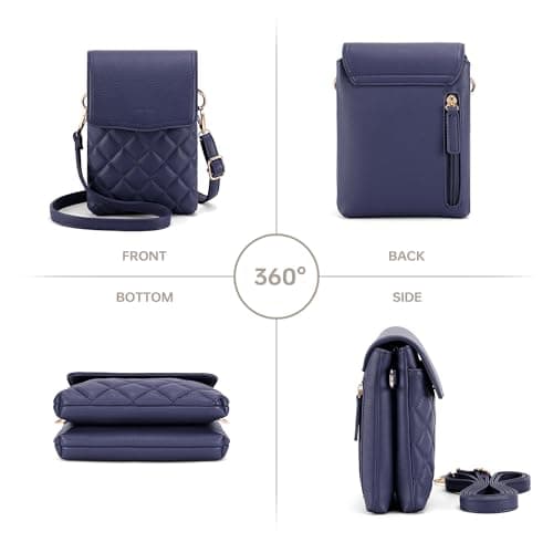 Goinsound Small Crossbody Purse Quilted Crossbody Phone Purse with RFID Blocking Card Slots Navy Blue - Thumbnail 6
