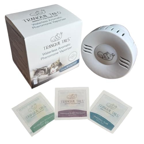 Tranquil Tails Calming Pheromone Diffuser for Cats with 3 Scented Pads, Pet Anxiety Relief with a Gentle Fragrance