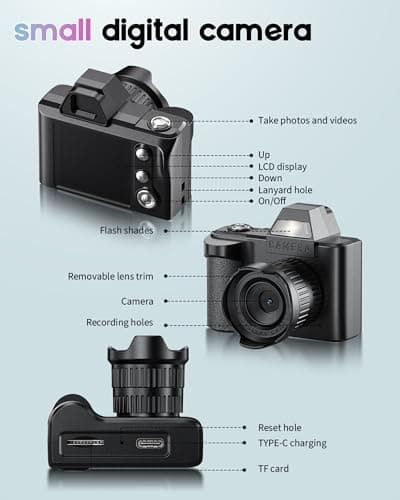 Mini Digital Camera, 1080P Portable Camera for Photography with 8GB SD Card, Key Card Clip Chain for Teenagers, Adult Beginners - Thumbnail 6