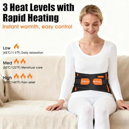 Cordless Heating Pad for Back with Massager, 10000mAh Battery Operated Portable Heated Belt with Vibration, Birthday Fathers Day Dad Gifts for Men, Rechargeable Electric Back Massager for Lower Back - Thumbnail 2