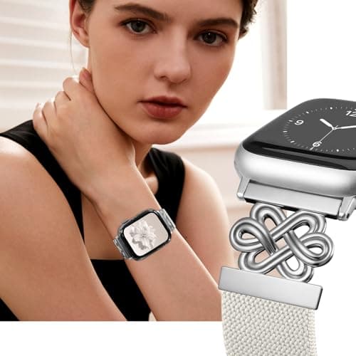 Chinber Stretchy Solo Loop Band Compatible with Apple Watch Bands for Women Men 40mm 38mm 41mm 42mm, Magnetic Soft Nylon with Designer Interlock Buckle Band for iWatch Series 10/9/8/7/6/5/4/3/2/1/SE - Thumbnail 2